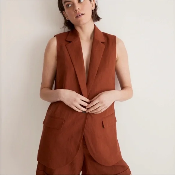 Madewell The Larson Linen Vest - Picture 1 of 10